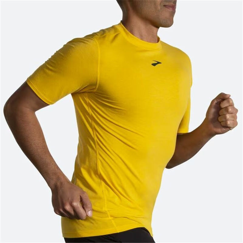 Camiseta de Manga Corta Hombre Brooks High Point Amarillo