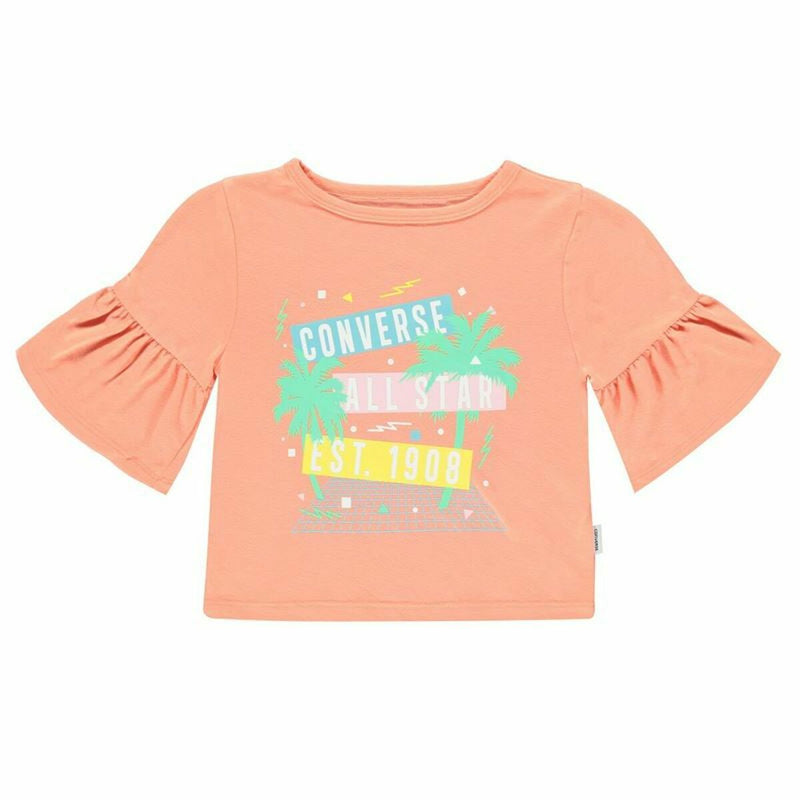 Camiseta de Manga Corta Infantil Converse  Ruffle  Salmón