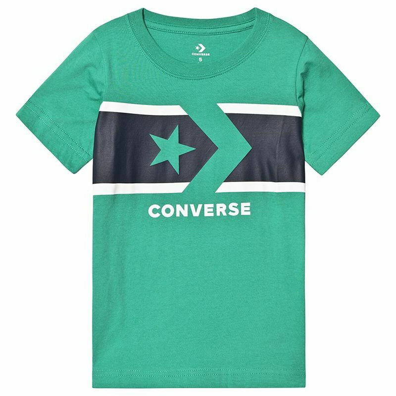 Camiseta de Manga Corta Infantil Converse Stripe Star Chevron  Verde