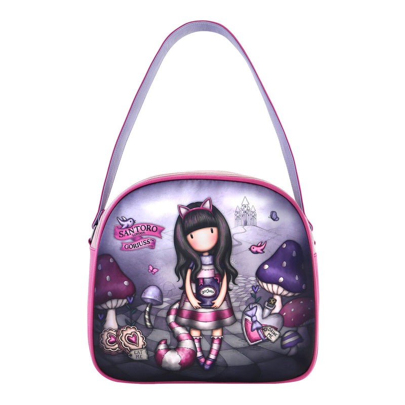 Bolso de Mano Gorjuss Cheshire cat Morado (30 x 28,5 x 11,5 cm)