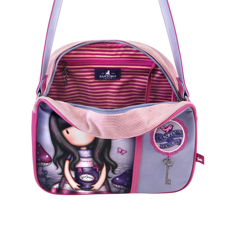 Bolso de Mano Gorjuss Cheshire cat Morado (30 x 28,5 x 11,5 cm)