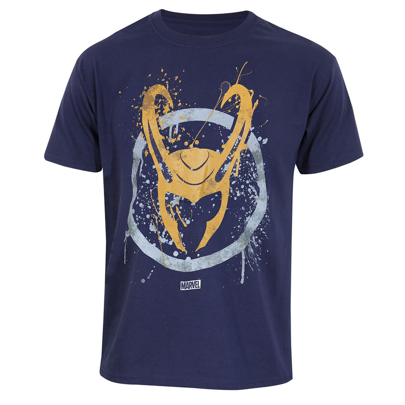 Marvel Splatter Logo Bleu T-shirt unisexe à manches courtes