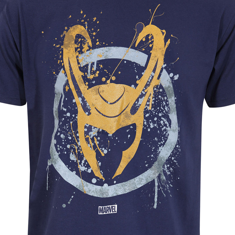 Marvel Splatter Logo Bleu T-shirt unisexe à manches courtes