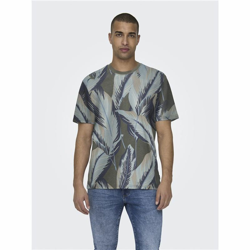 Camiseta de Manga Corta Hombre Only & Sons Onskobe Reg Banana Leaf Oliva