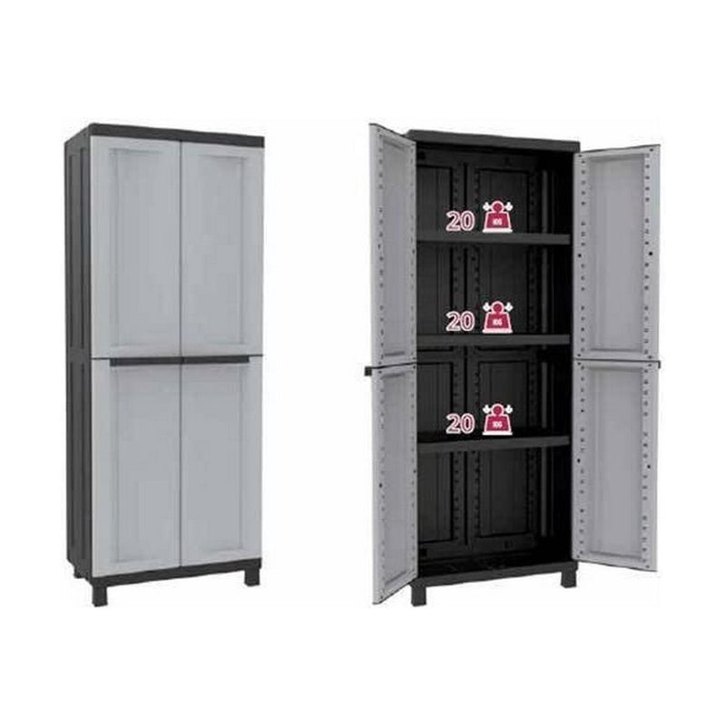 Armoire Terry Noir/Gris Résine Plastique 68 X 39 X 170 CM