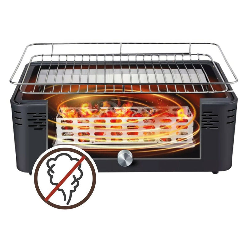 Aktive Barbecue à charbon portable sans fumée en acier inoxydable 45 x 19 x 28 cm