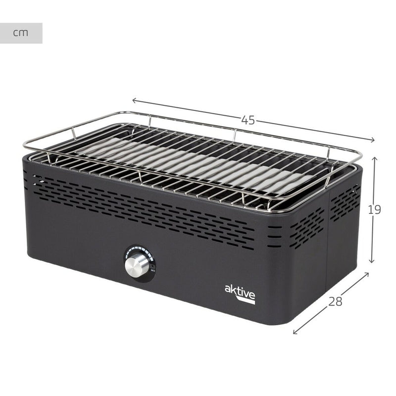 Aktive Barbecue à charbon portable sans fumée en acier inoxydable 45 x 19 x 28 cm