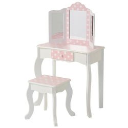 Tocador Con Banqueta Teamson Rosa Blanco Lunares 63 x 100 x 29 cm