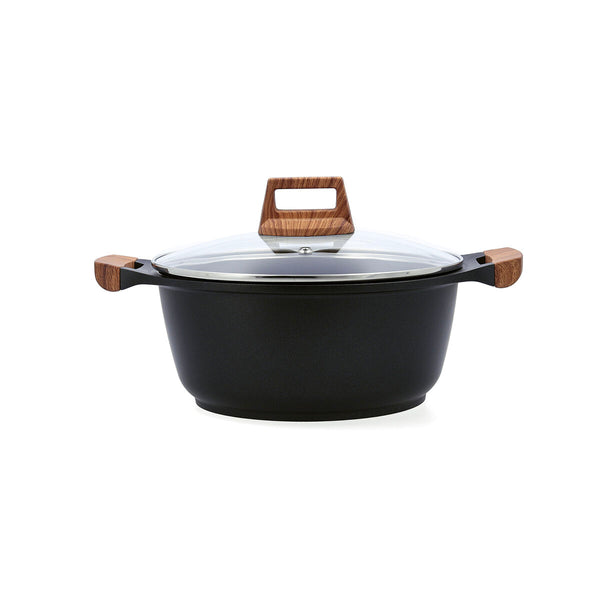 Casserole avec couvercle Quid Karbon en fonte d'aluminium noir 20 cm