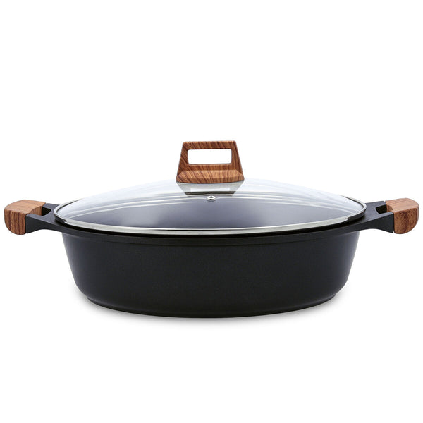 Casserole avec couvercle Quid Karbon en fonte d'aluminium noir 32 cm