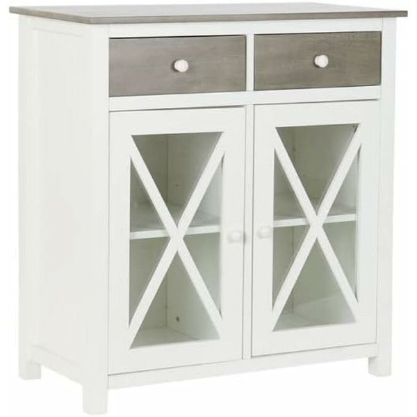 Cajonera DKD Home Decor Blanco Gris Cristal Álamo Cottage 80 x 40 x 85 cm