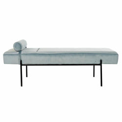 Sofá Chaise Longue DKD Home Decor Negro Azul cielo Metal 140 x 59 x 42 cm