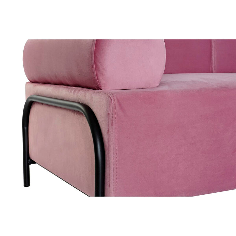 Sofá DKD Home Decor Negro Rosa Metal Poliéster Moderno (154 x 76 x 76 cm)