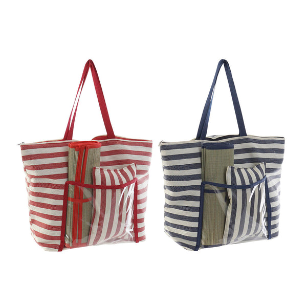 Bolsa de Playa DKD Home Decor 55 x 17 x 35 cm Lienzo Rojo Azul PVC (2 Unidades)