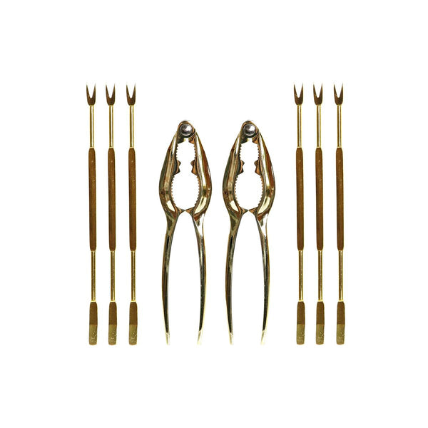 Set para Marisco DKD Home Decor Dorado Acero Inoxidable 8 Piezas 3 x 3 x 15 cm