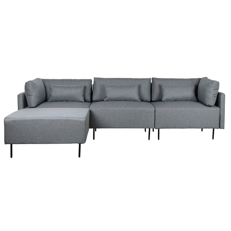 Sofá Chaise Longue DKD Home Decor Gris Metal Moderno 276 x 152,5 x 84 cm