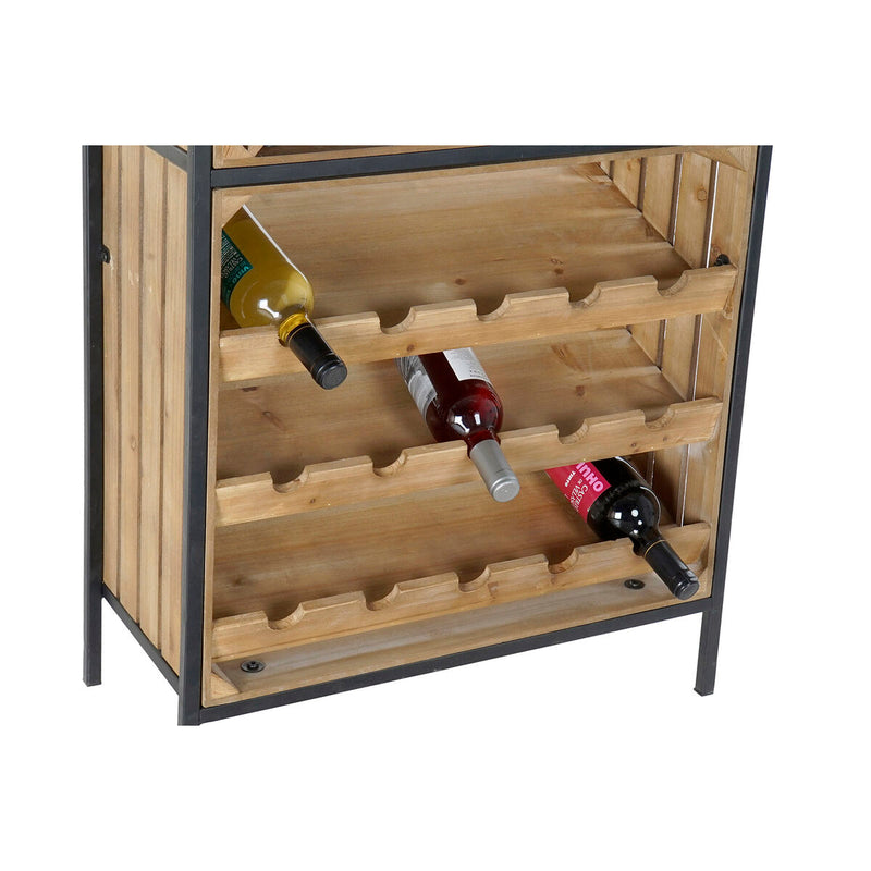 Botellero DKD Home Decor Negro Natural Metal Abeto 60 x 30 x 160 cm