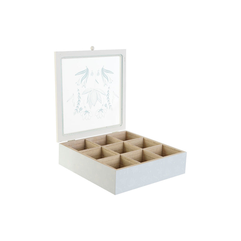 Caja para Infusiones DKD Home Decor Azul Blanco Verde Lila Metal Cristal Madera MDF (3 Unidades)