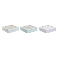 Caja para Infusiones DKD Home Decor Azul Blanco Verde Lila Metal Cristal Madera MDF (3 Unidades)