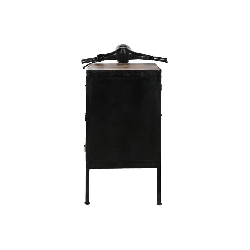 Cajonera Home ESPRIT Marrón Negro Hierro Madera de mango Moto Loft Desgastado 100 x 68 x 105 cm