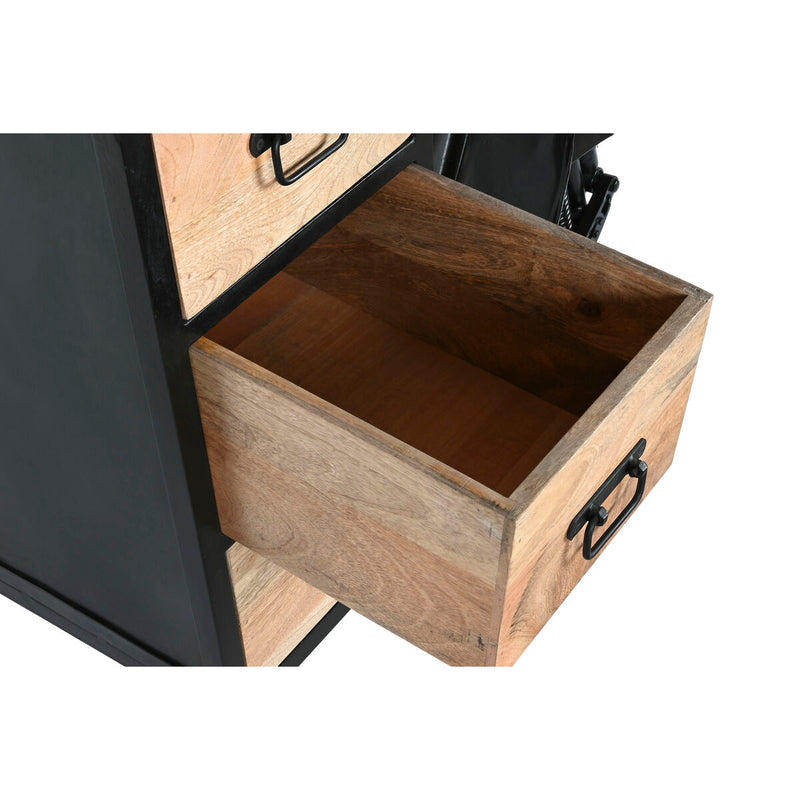 Cajonera Home ESPRIT Marrón Negro Hierro Madera de mango Moto Loft Desgastado 100 x 68 x 105 cm