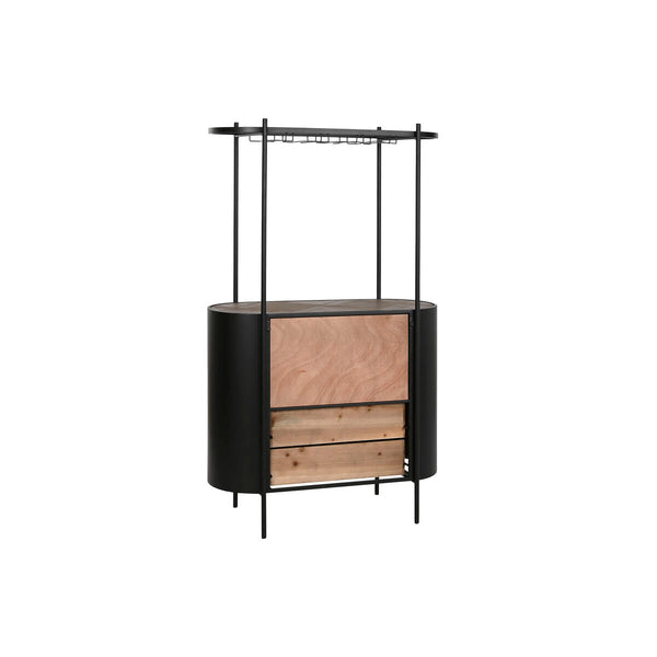 Botellero Home ESPRIT Negro Natural Metal Abeto 90 x 36 x 150 cm