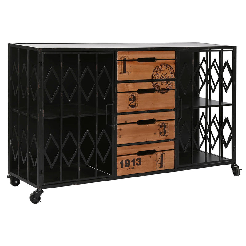 Cajonera Home ESPRIT Marrón Negro Metal Abeto Loft 122,5 x 32,5 x 74 cm