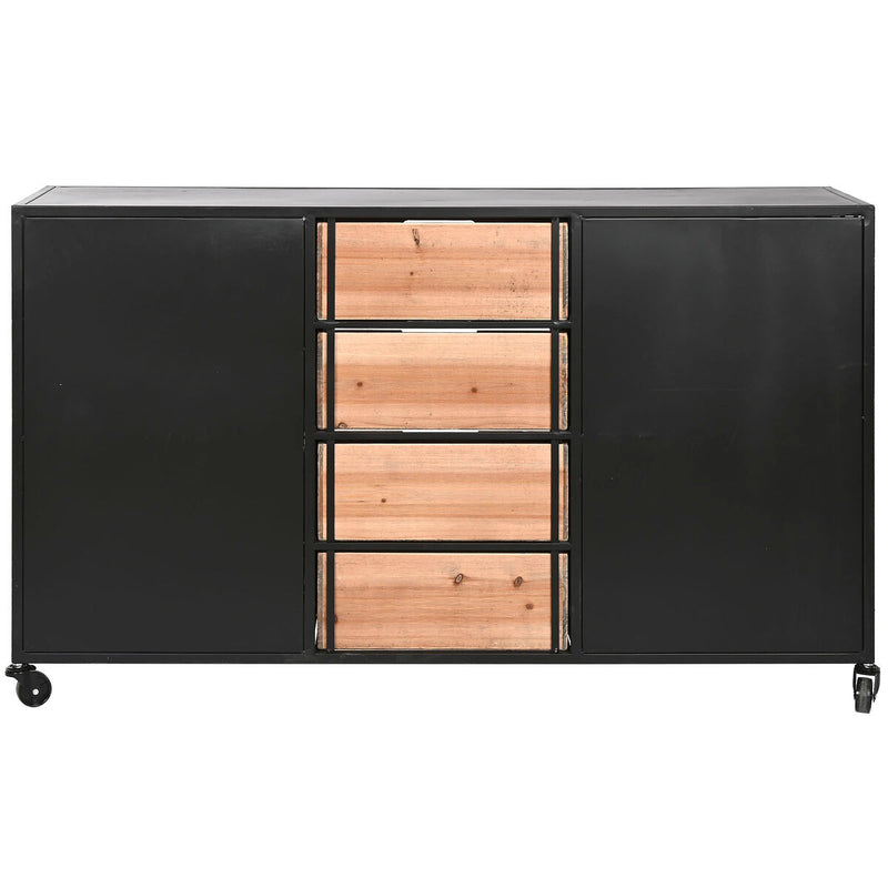 Cajonera Home ESPRIT Marrón Negro Metal Abeto Loft 122,5 x 32,5 x 74 cm