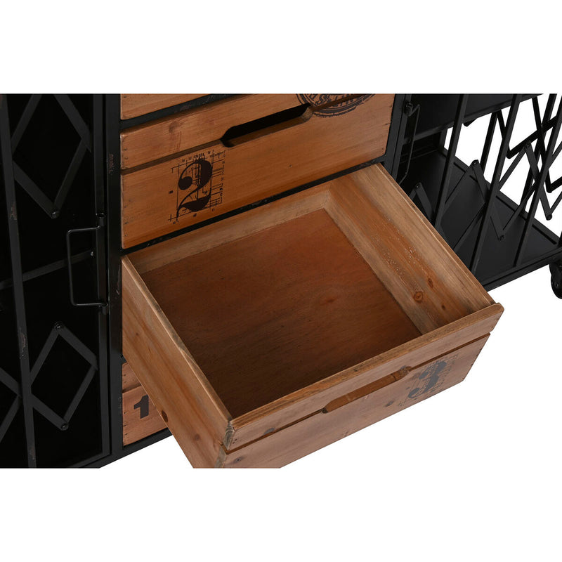 Cajonera Home ESPRIT Marrón Negro Metal Abeto Loft 122,5 x 32,5 x 74 cm