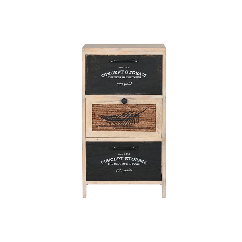 Cajonera Home ESPRIT Negro Natural Madera 40 x 30 x 73,5 cm