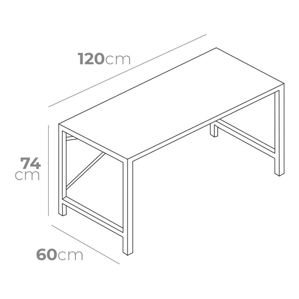 Escritorio EDM 75195 Negro Madera Metal 120 x 60 x 74 cm