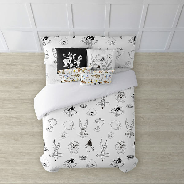 Funda Nórdica Looney Tunes Looney B&W Blanco black 200 x 200 cm