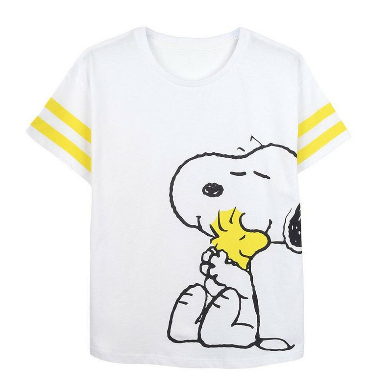 T-Shirt à Manches Courtes Femme Snoopy Blanc