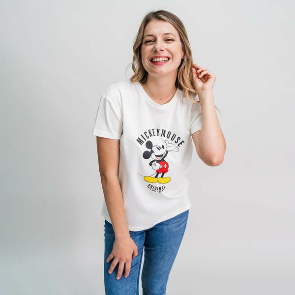 Camiseta de Manga Corta Mujer Mickey Mouse Blanco