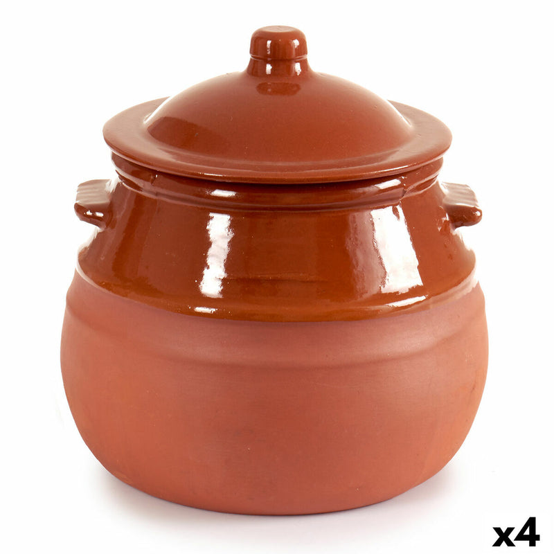 Pot en Terre Cuite avec Couvercle 2 L 19 x 20,5 x 18 cm (4 Utés)