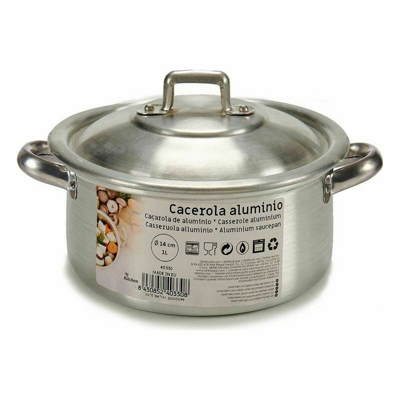 Cacerola Con Tapa Ø 14 cm Plateado Aluminio 1 L (10 Unidades)