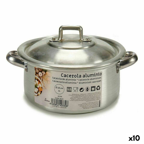 Cacerola Con Tapa Ø 14 cm Plateado Aluminio 1 L (10 Unidades)