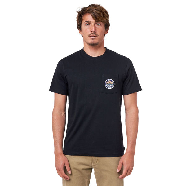 Camiseta de Manga Corta Hombre Rip Curl Horizon Badge Negro Hombre