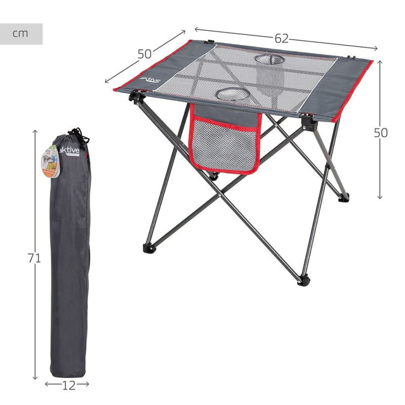 Table Pliante de Camping Aktive Gris 62 x 50 x 50 cm (2 Utés)